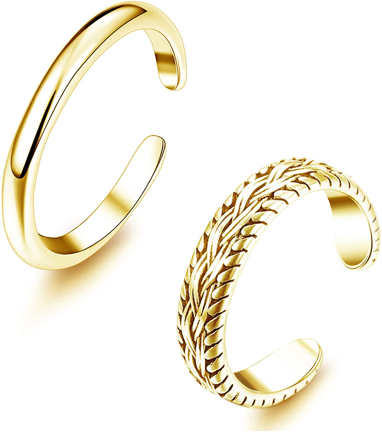 Vintage Fashion Guild - 2 PCS Stainless Steel Toe Ring