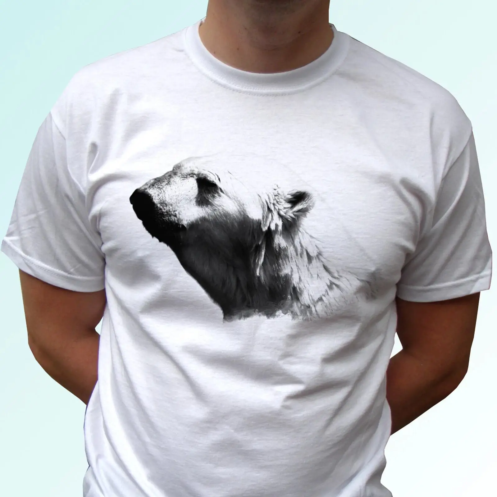 Vintage Fashion Herren - Eisbär weißes T Shirt Meerestier Oberteil