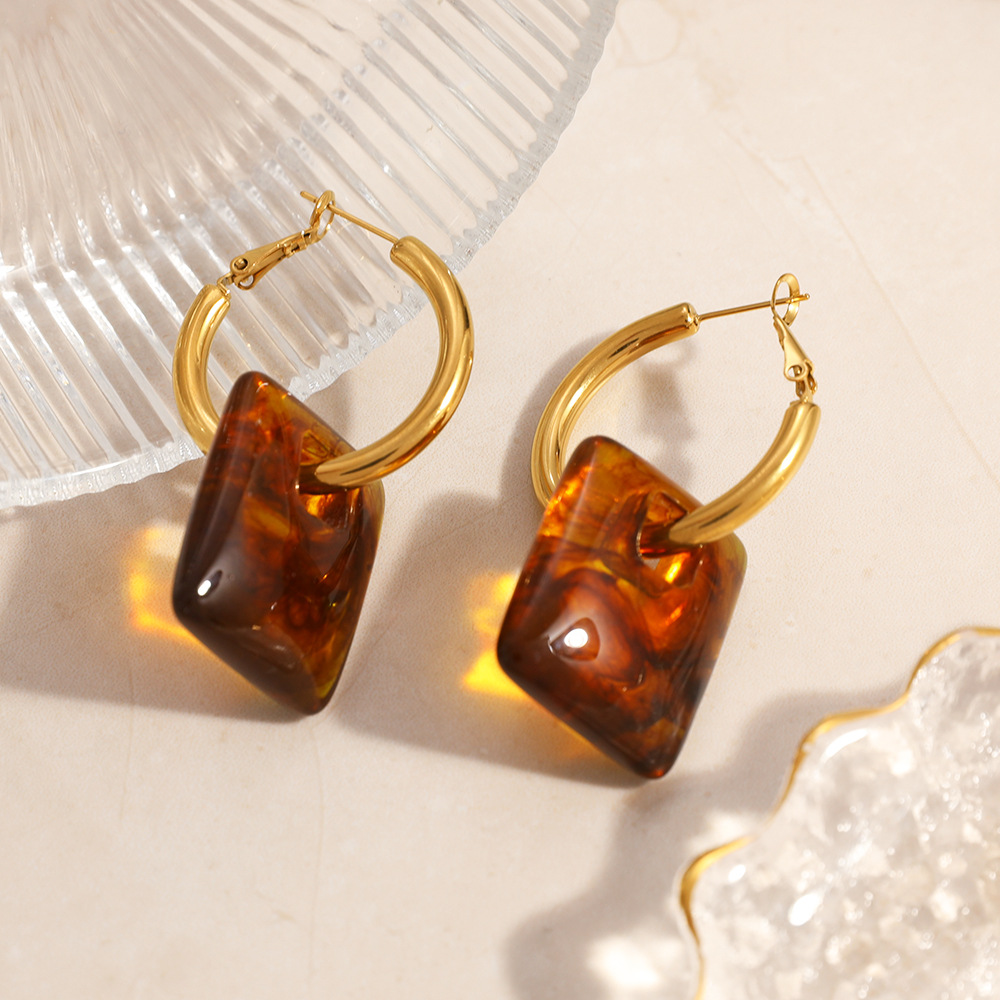 Stainless steel earrings with  - Vintage Fashion Tags 리뷰 및 가격