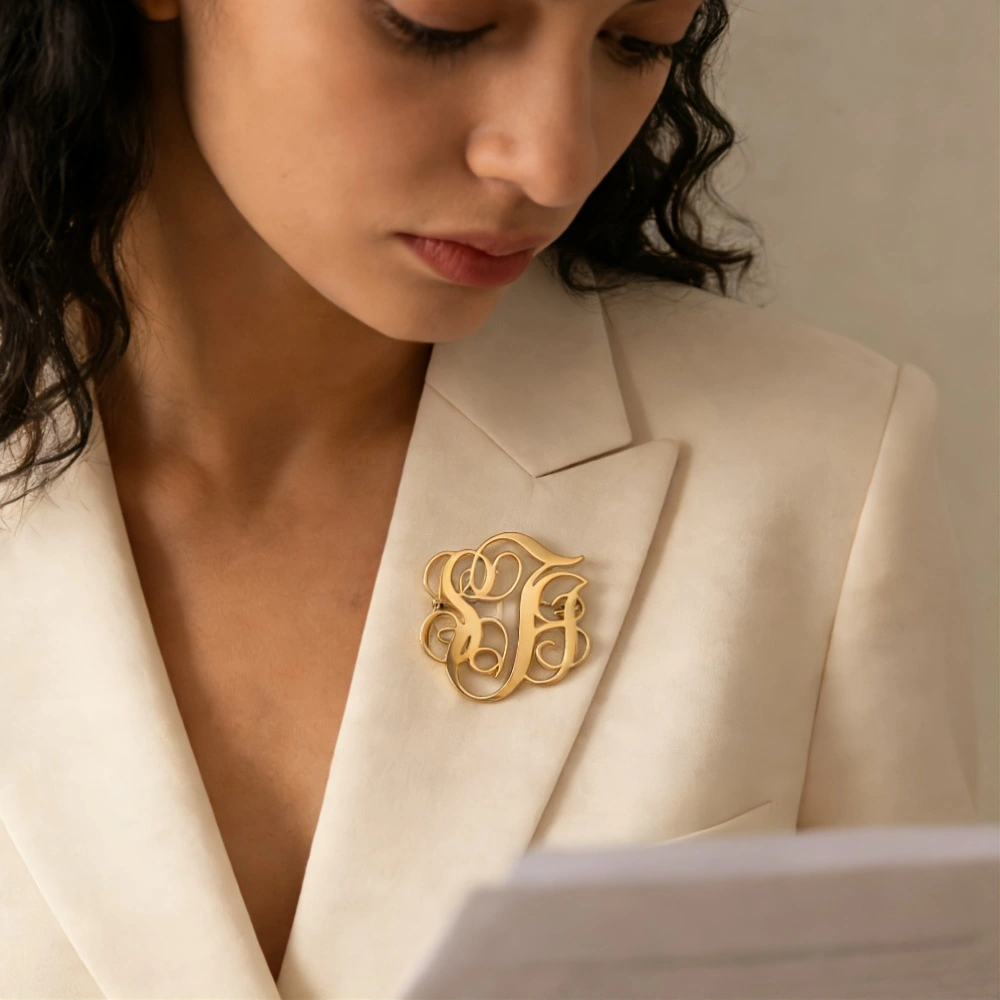 Custom Cursive Monogram Brooch - Vintage Fashion Guild 리뷰 및 가격