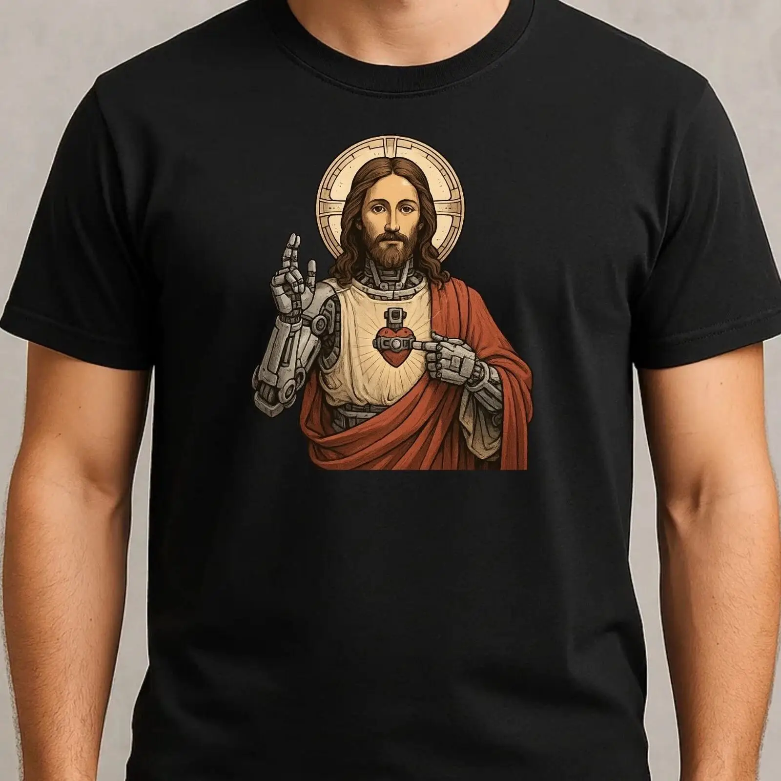 Herren T Shirt Jesus Roboter M - Vintage Fashion Herren 리뷰 및 가격
