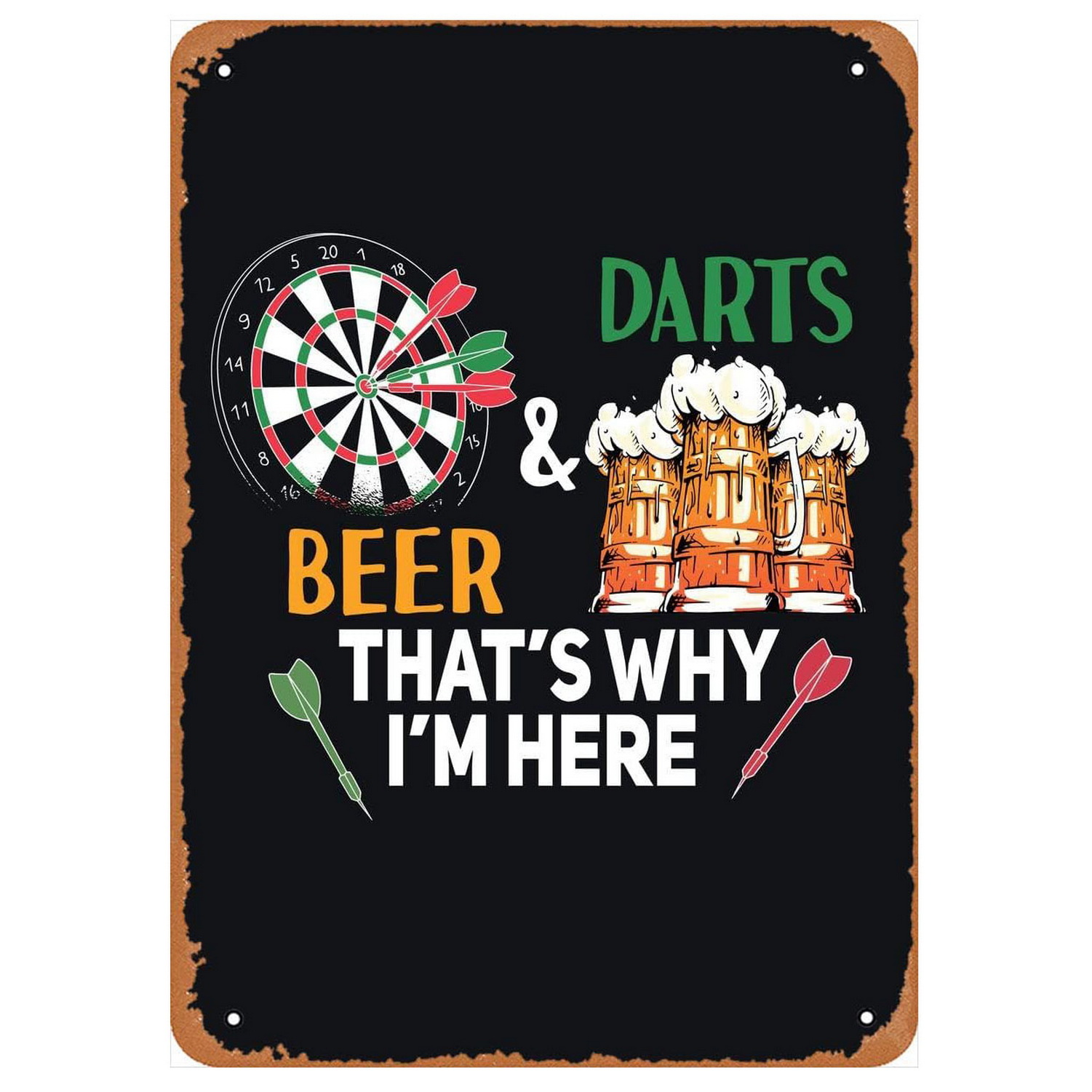 Vintage Darts & Beer Tin Sign, - Vintage Fashion Plates 리뷰 및 가격