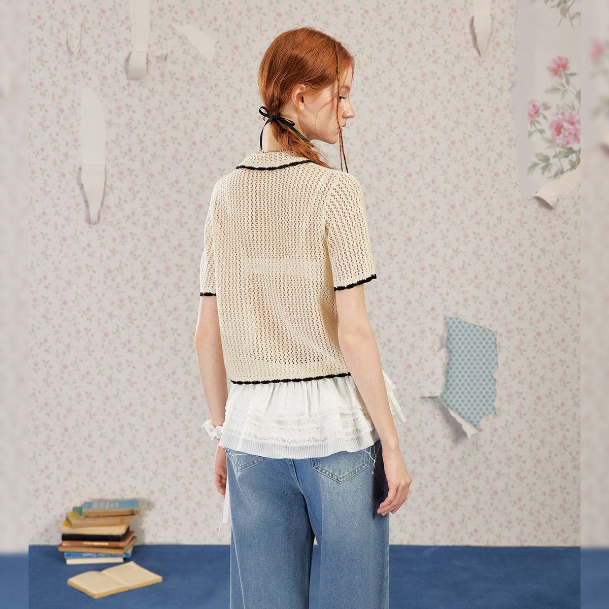 Women Knitted Ribbed Blouse Sh - Vintage Fashion Korea 리뷰 및 가격
