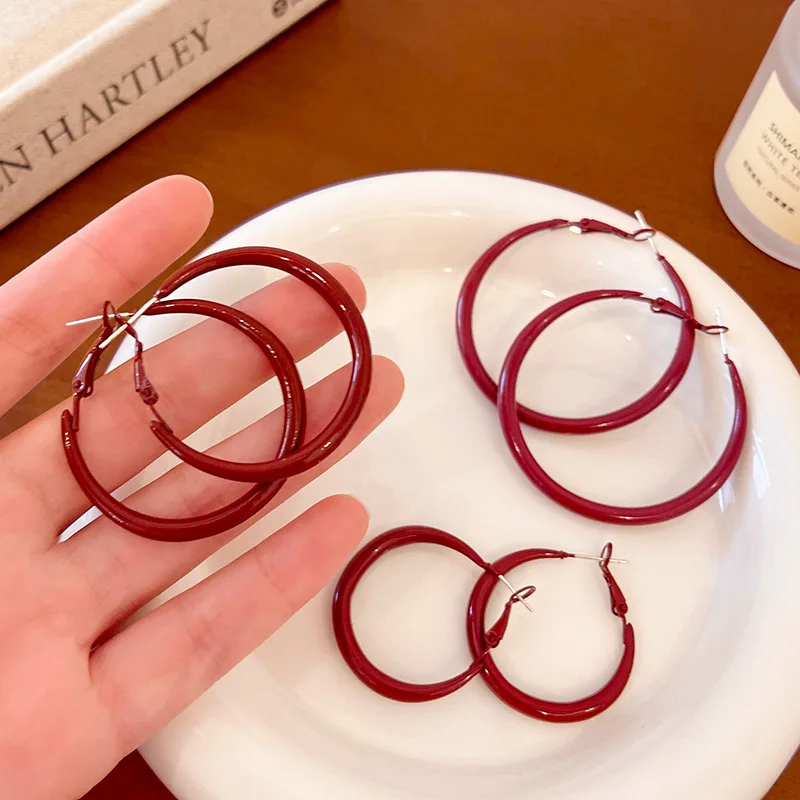 Charm Trendy Wine Red Color Ge - Vintage Fashion Korea 리뷰 및 가격