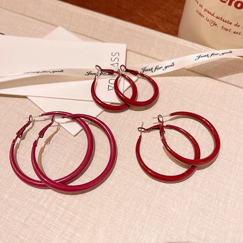 Charm Trendy Wine Red Color Ge - Vintage Fashion Korea 리뷰 및 가격