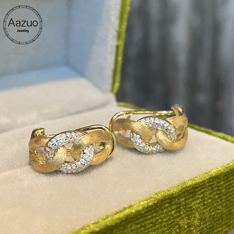 Aazuo 18K Yellow Gold Real Dia - Vintage Fashion Rings For Women 리뷰 및 가격
