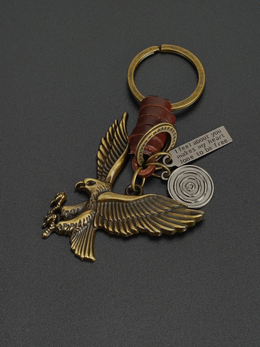 Eagle Charm Keychain With Slog - Vintage Fashion Tags 리뷰 및 가격