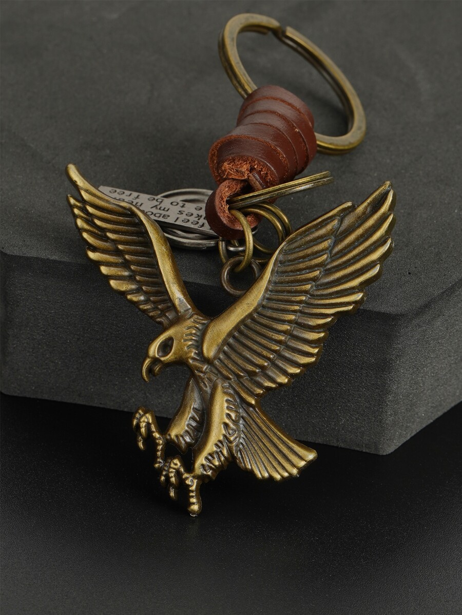Eagle Charm Keychain With Slog - Vintage Fashion Tags 리뷰 및 가격