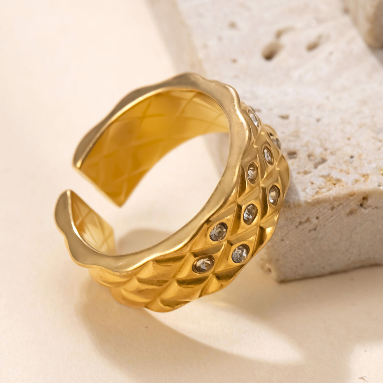 Golden Color Sparkling Cubic Z - Vintage Fashion Rings For Women 리뷰 및 가격