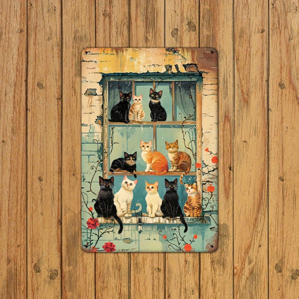 Vintage Cats Window Metal Sign - Vintage Fashion Plates 리뷰 및 가격