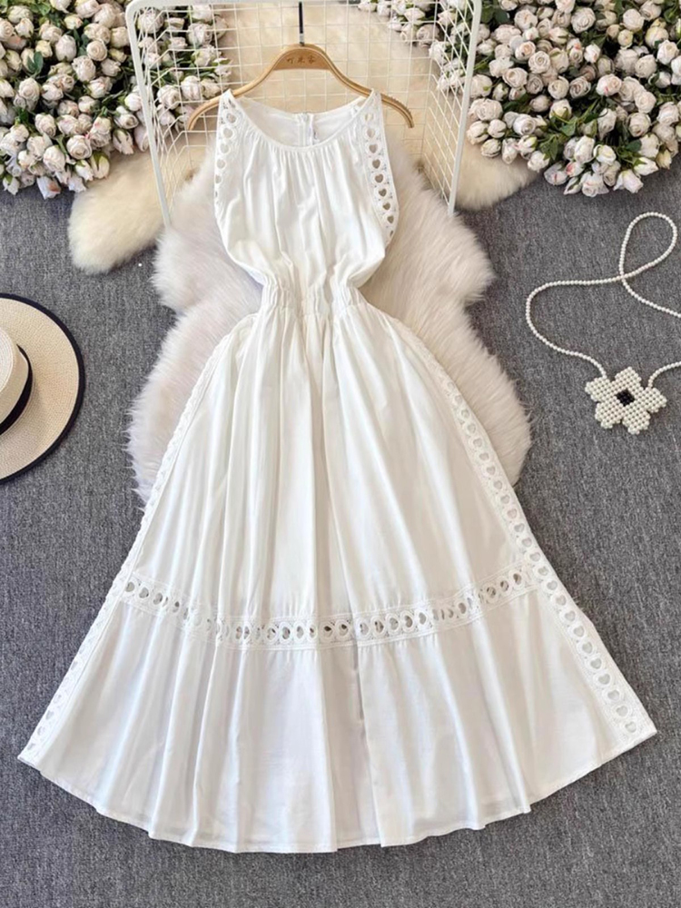 Elegant Hollow Out Women White - Vintage Fashion Korea 리뷰 및 가격